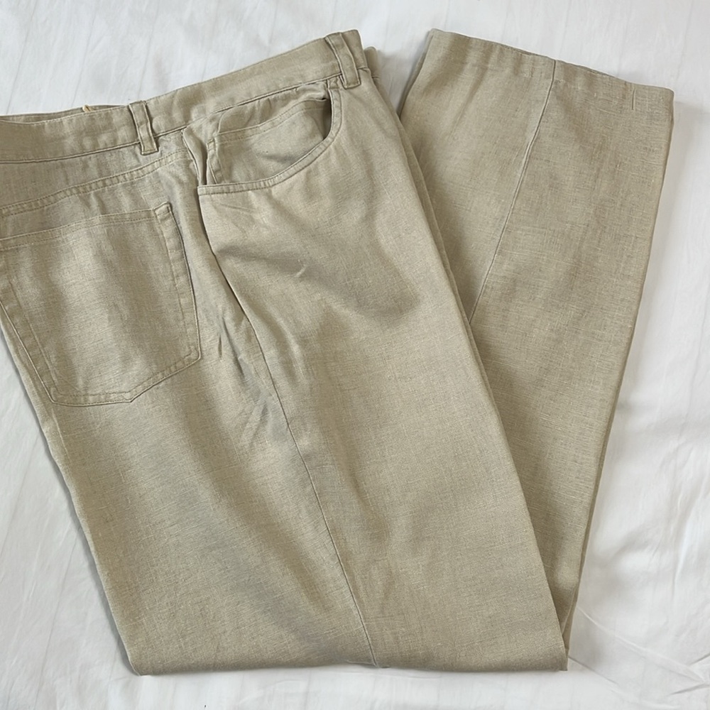 Jones New York Sport Linen Trousers in Beige